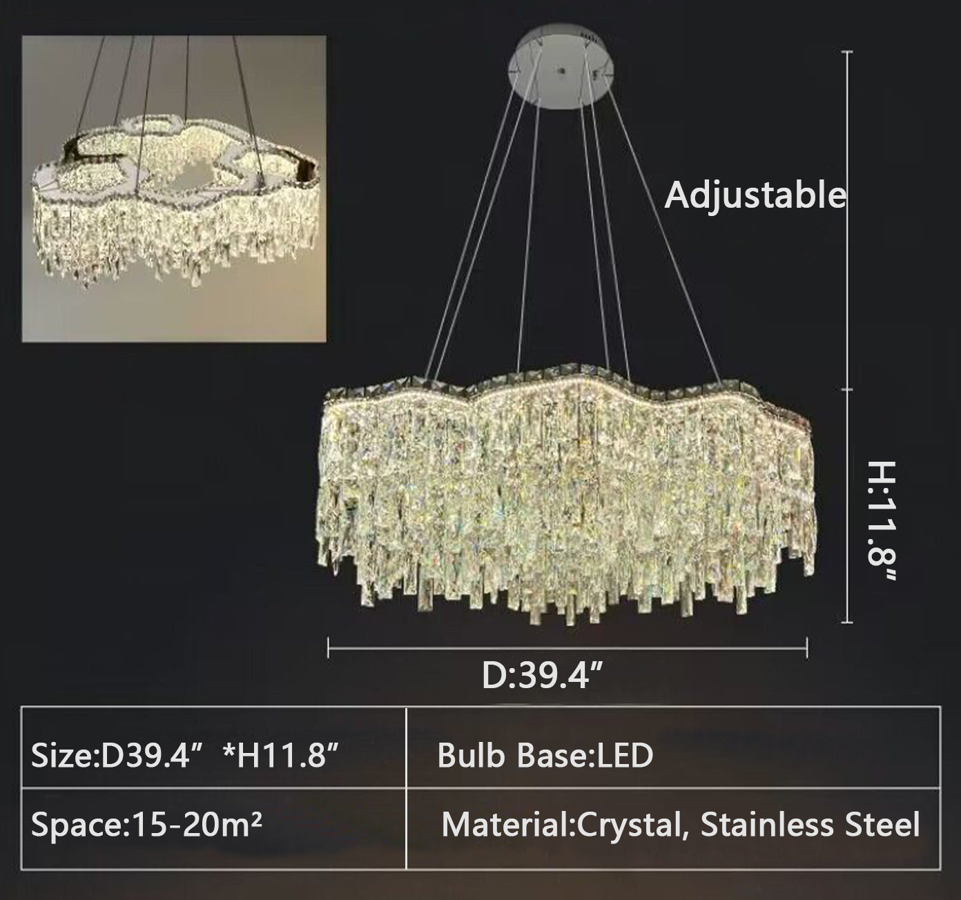 D39.4"*H11.8" 2023 New Modern Light Luxury Creative Set Crystal Chandelier Designer Style Irregular Round/Oval Light Fixture For Bedroom/Living Room/Dining Room