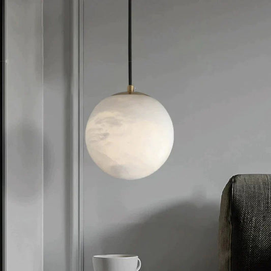 Modern Pendant Light, Alabaster Sphere Pendant for living room, dinning area, entryway