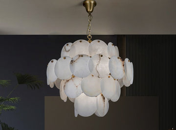 Modern Round Alabaster Pendant Light, Luxurious Round Chandelier