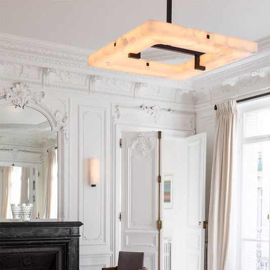 Square Alabaster Living Room Chandelier