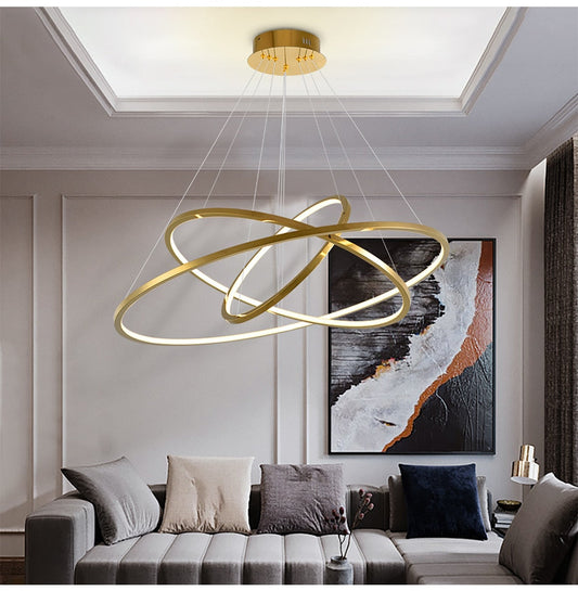 Modern LED Large Chandelier for Staircase, High Ceiling, Villa Living Room Entryway