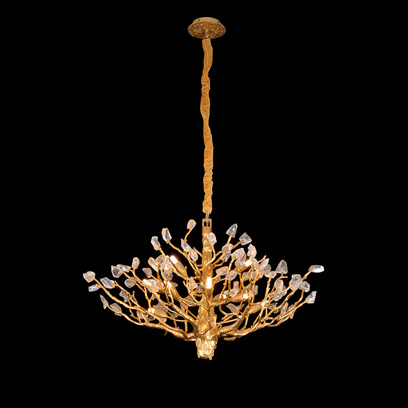 Tree-Shaped Chandelier with Rock Crystal Decorated