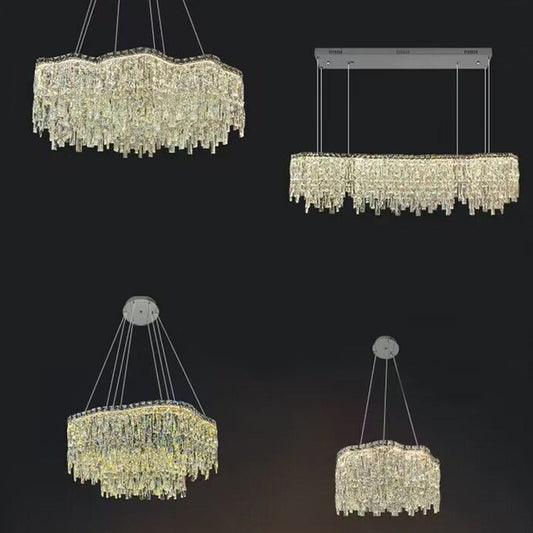 Crystal Chandelier Irregular Round/Oval Light Fixture For Bedroom/Living Room/Dining Room