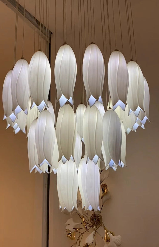 Elegant Tulip Flower Chandelier For Foyer/ Staircase