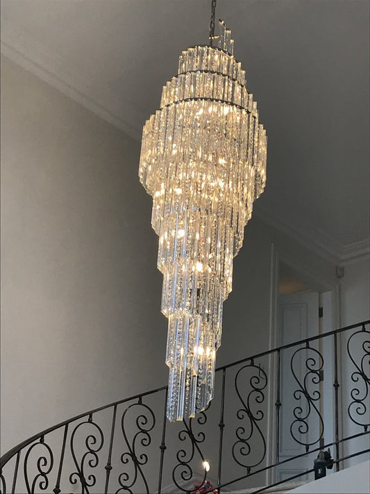 Sprial Crystal Modern Chandelier For Foyer Staircase, Living Room