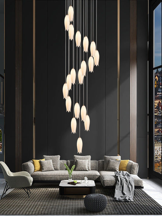 Elegant Tulip Flower Chandelier For Foyer/ Staircase