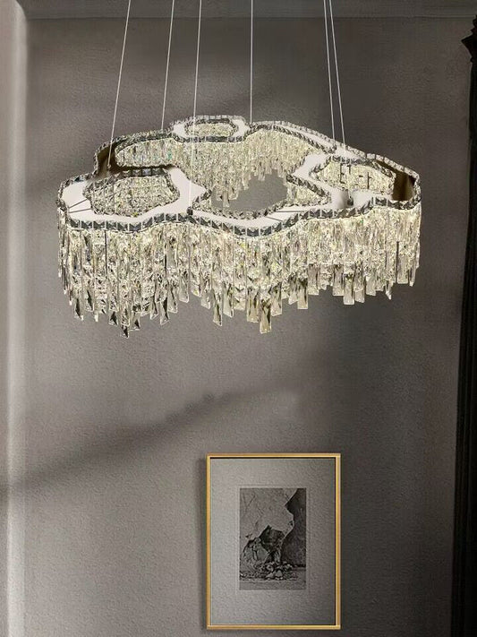 Crystal Chandelier Irregular Round/Oval Light Fixture For Bedroom/Living Room/Dining Room