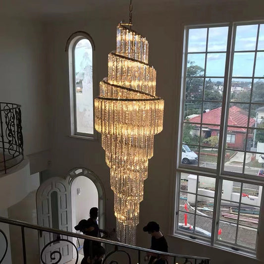 Sprial Crystal Modern Chandelier For Foyer Staircase, Living Room