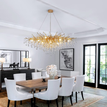 Tree Branch Crystal Chandelier With Clear Teardrop-shaped Glass Living/Dining Room Ceiling Lamp/Light